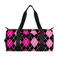 Deep Pink And Black Argyle Pattern Print Gym Bag