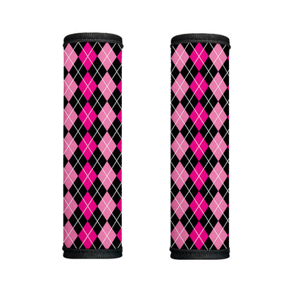 Deep Pink And Black Argyle Pattern Print Handle Covers