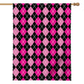 Deep Pink And Black Argyle Pattern Print House Flag