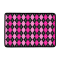 Deep Pink And Black Argyle Pattern Print Kitchen Mat