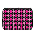 Deep Pink And Black Argyle Pattern Print Laptop Sleeve