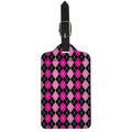 Deep Pink And Black Argyle Pattern Print Luggage Tag