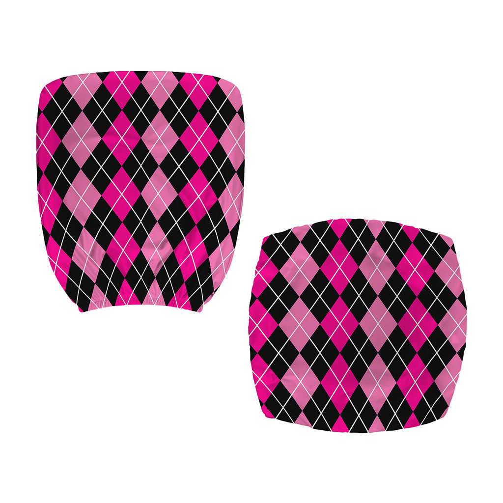 Deep Pink And Black Argyle Pattern Print Office Chair Cover