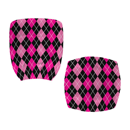 Deep Pink And Black Argyle Pattern Print Office Chair Cover