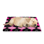 Deep Pink And Black Argyle Pattern Print Pet Cooling Mat Cover