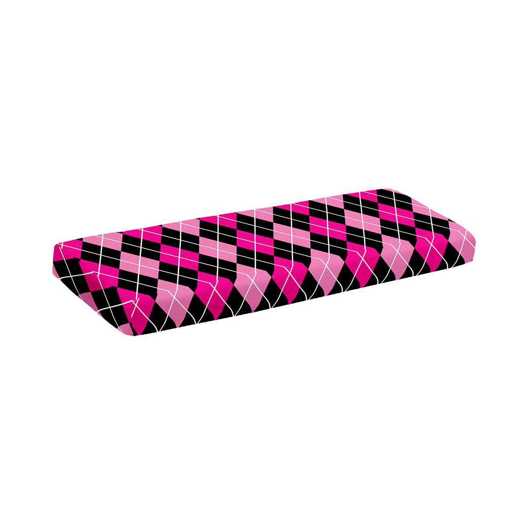 Deep Pink And Black Argyle Pattern Print Piano Keyboard Cover