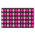 Deep Pink And Black Argyle Pattern Print Polyester Doormat