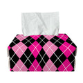 Deep Pink And Black Argyle Pattern Print Rectangle Tissue Box Cover
