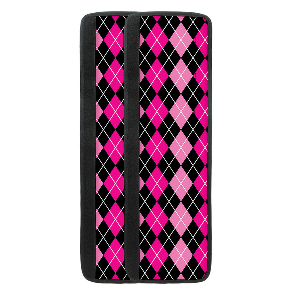 Deep Pink And Black Argyle Pattern Print Refrigerator Handle Covers