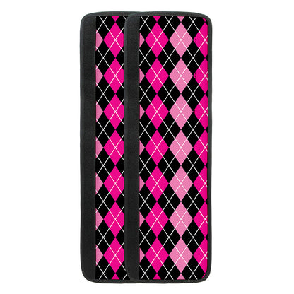 Deep Pink And Black Argyle Pattern Print Refrigerator Handle Covers