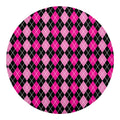 Deep Pink And Black Argyle Pattern Print Round Blanket