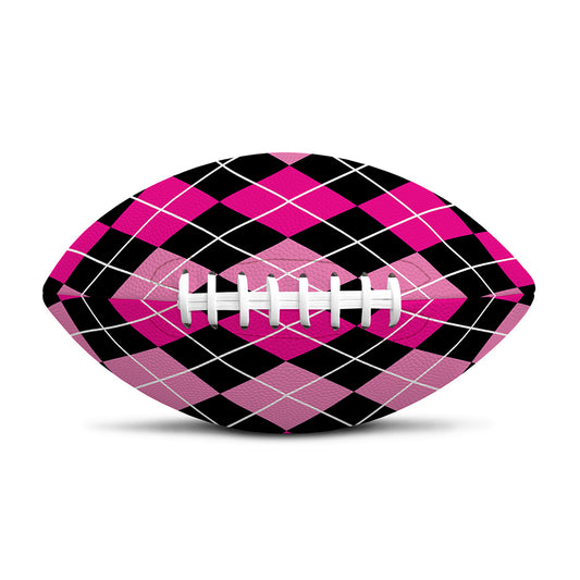 Deep Pink And Black Argyle Pattern Print Rugby Ball