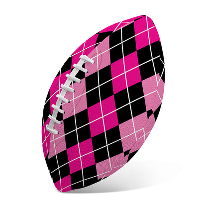 Deep Pink And Black Argyle Pattern Print Rugby Ball