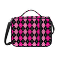 Deep Pink And Black Argyle Pattern Print Shoulder Strap Bible Bag