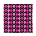 Deep Pink And Black Argyle Pattern Print Silk Bandana