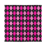 Deep Pink And Black Argyle Pattern Print Silk Bandana