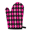 Deep Pink And Black Argyle Pattern Print Single Oven Mitt