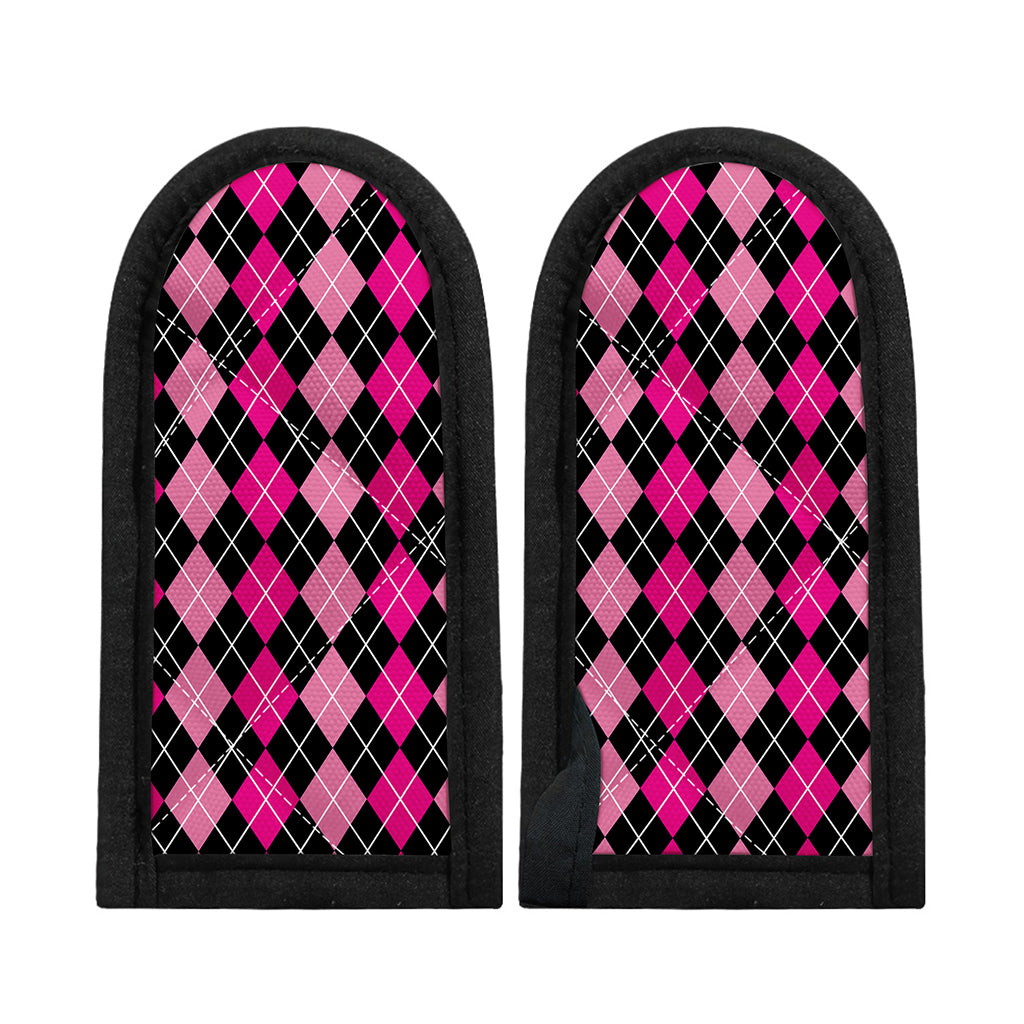 Deep Pink And Black Argyle Pattern Print Skillet Handle Cover