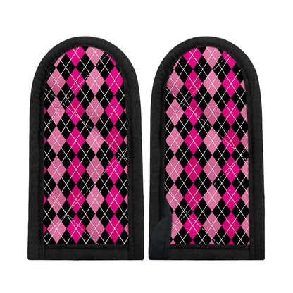Deep Pink And Black Argyle Pattern Print Skillet Handle Cover