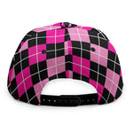 Deep Pink And Black Argyle Pattern Print Snapback Cap
