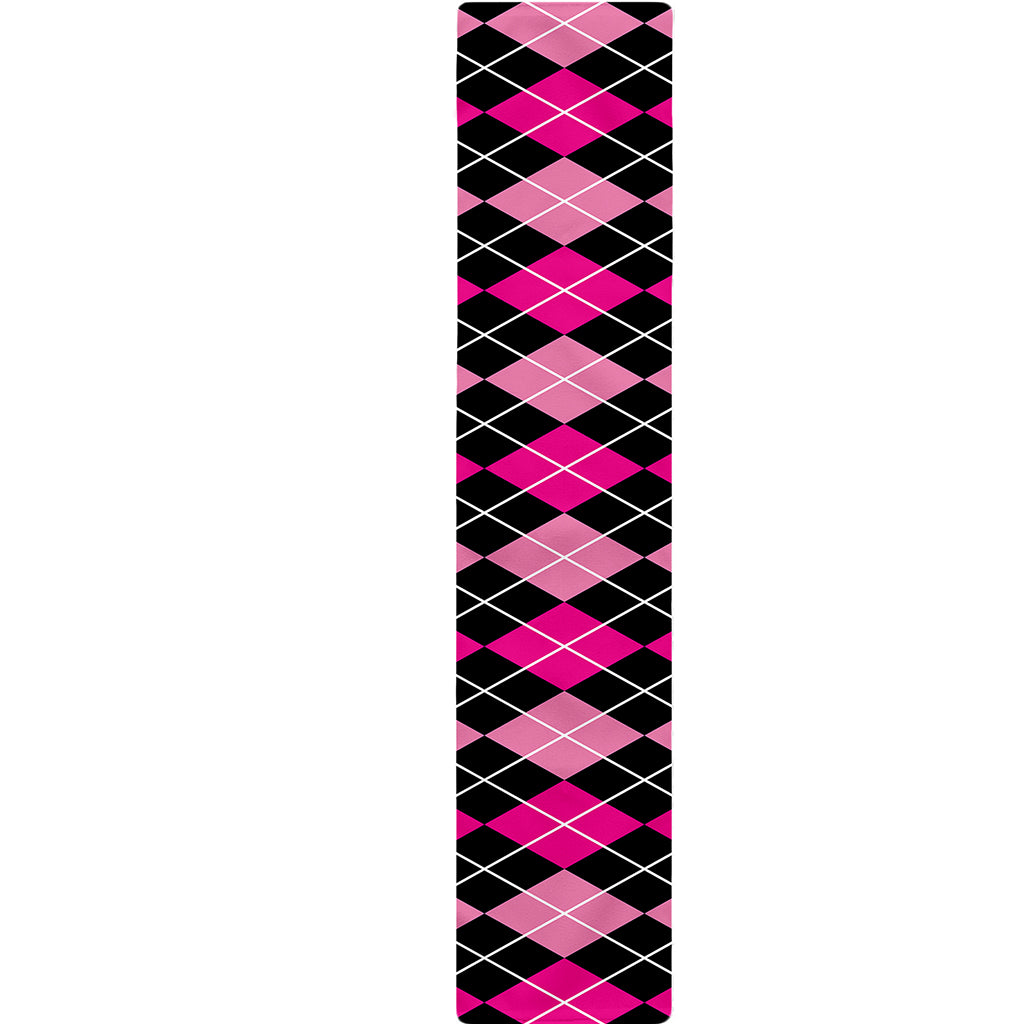Deep Pink And Black Argyle Pattern Print Table Runner