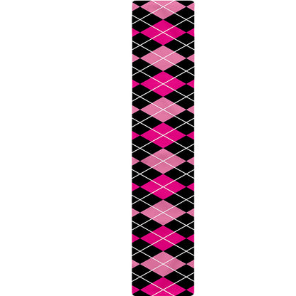 Deep Pink And Black Argyle Pattern Print Table Runner