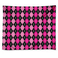 Deep Pink And Black Argyle Pattern Print Tapestry