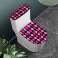 Deep Pink And Black Argyle Pattern Print Toilet Lid And Tank Cover Set