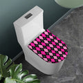 Deep Pink And Black Argyle Pattern Print Toilet Lid Cover