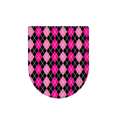 Deep Pink And Black Argyle Pattern Print Toilet Lid Cover