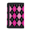 Deep Pink And Black Argyle Pattern Print Trifold Wallet