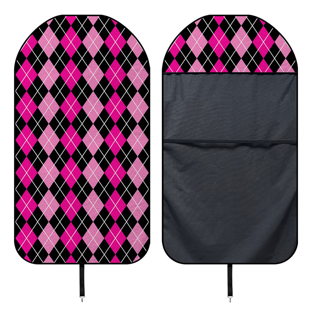 Deep Pink And Black Argyle Pattern Print Waterproof Car Seat Cover