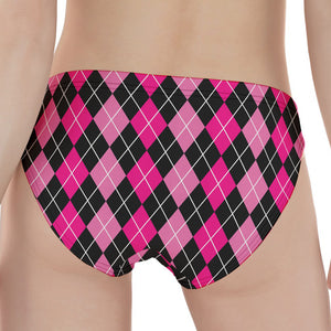 Deep Pink And Black Argyle Pattern Print Women's Panties