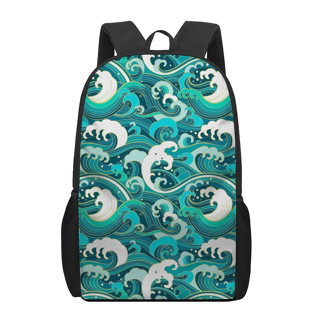 Deep Sea Wave Surfing Pattern Print 17 Inch Backpack