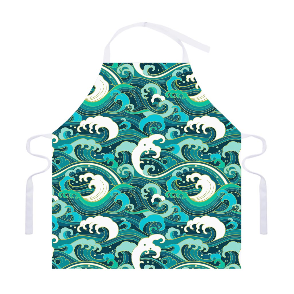 Deep Sea Wave Surfing Pattern Print Adjustable Apron