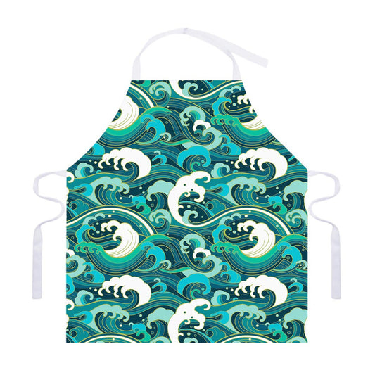 Deep Sea Wave Surfing Pattern Print Adjustable Apron