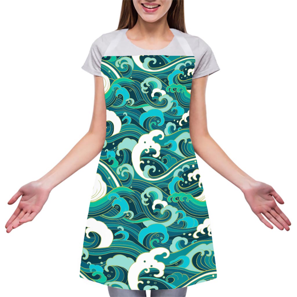 Deep Sea Wave Surfing Pattern Print Adjustable Apron