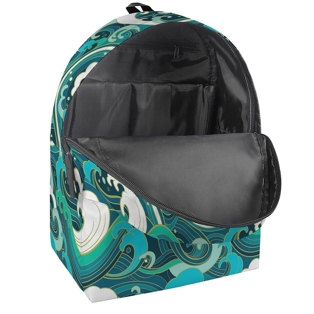 Deep Sea Wave Surfing Pattern Print Backpack