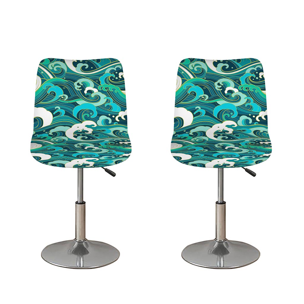 Deep Sea Wave Surfing Pattern Print Bar Stool Covers