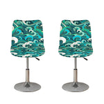 Deep Sea Wave Surfing Pattern Print Bar Stool Covers