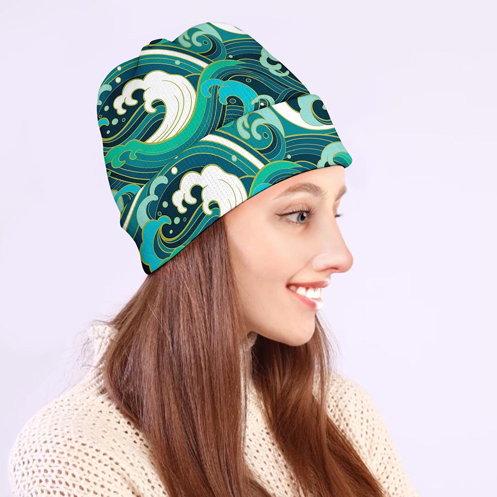 Deep Sea Wave Surfing Pattern Print Beanie