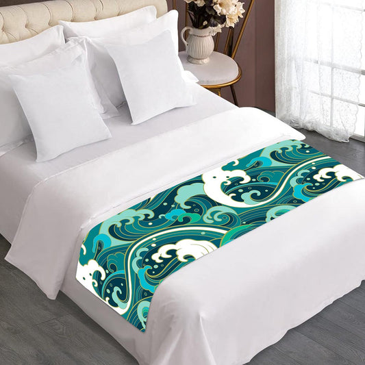 Deep Sea Wave Surfing Pattern Print Bed Runner