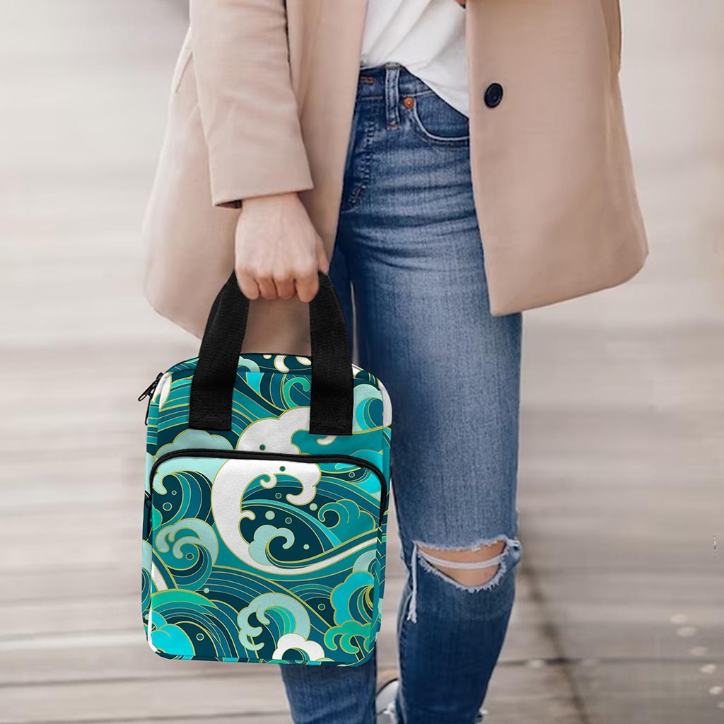 Deep Sea Wave Surfing Pattern Print Bible Tote Bag