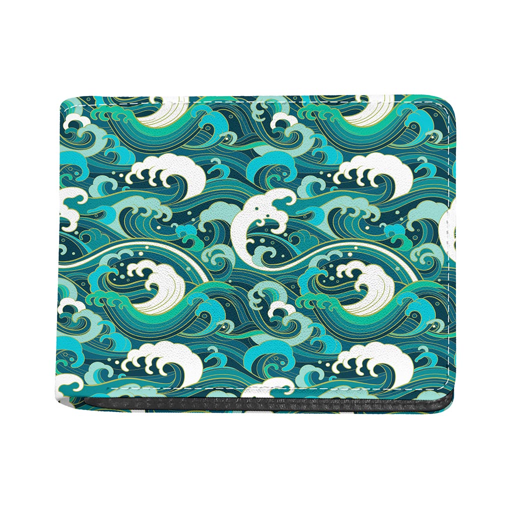 Deep Sea Wave Surfing Pattern Print Bifold Wallet