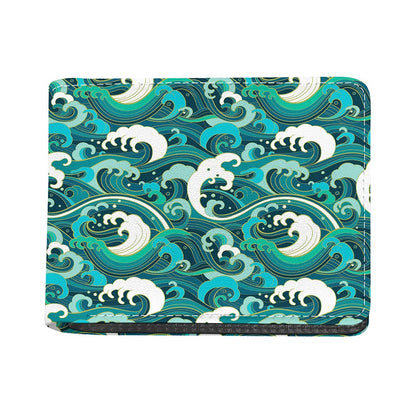 Deep Sea Wave Surfing Pattern Print Bifold Wallet