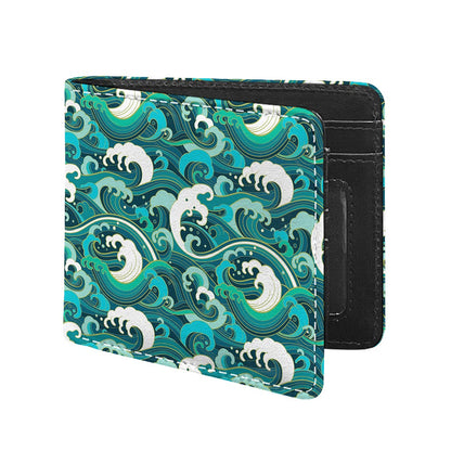 Deep Sea Wave Surfing Pattern Print Bifold Wallet
