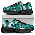 Deep Sea Wave Surfing Pattern Print Black Chunky Shoes