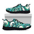 Deep Sea Wave Surfing Pattern Print Black Running Shoes