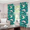 Deep Sea Wave Surfing Pattern Print Blackout Grommet Curtains