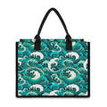 Deep Sea Wave Surfing Pattern Print Canvas Tote Bag